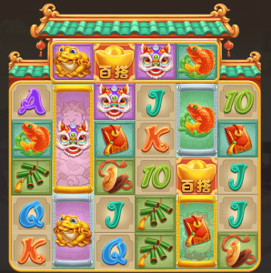 聚寶財神老虎機遊戲轉軸畫面，含彩金符號與免費遊戲圖示